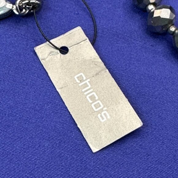 Chico’s Long 32” Pewter Beaded Tassel Necklace.  With Original Tag - Picture 12 of 16